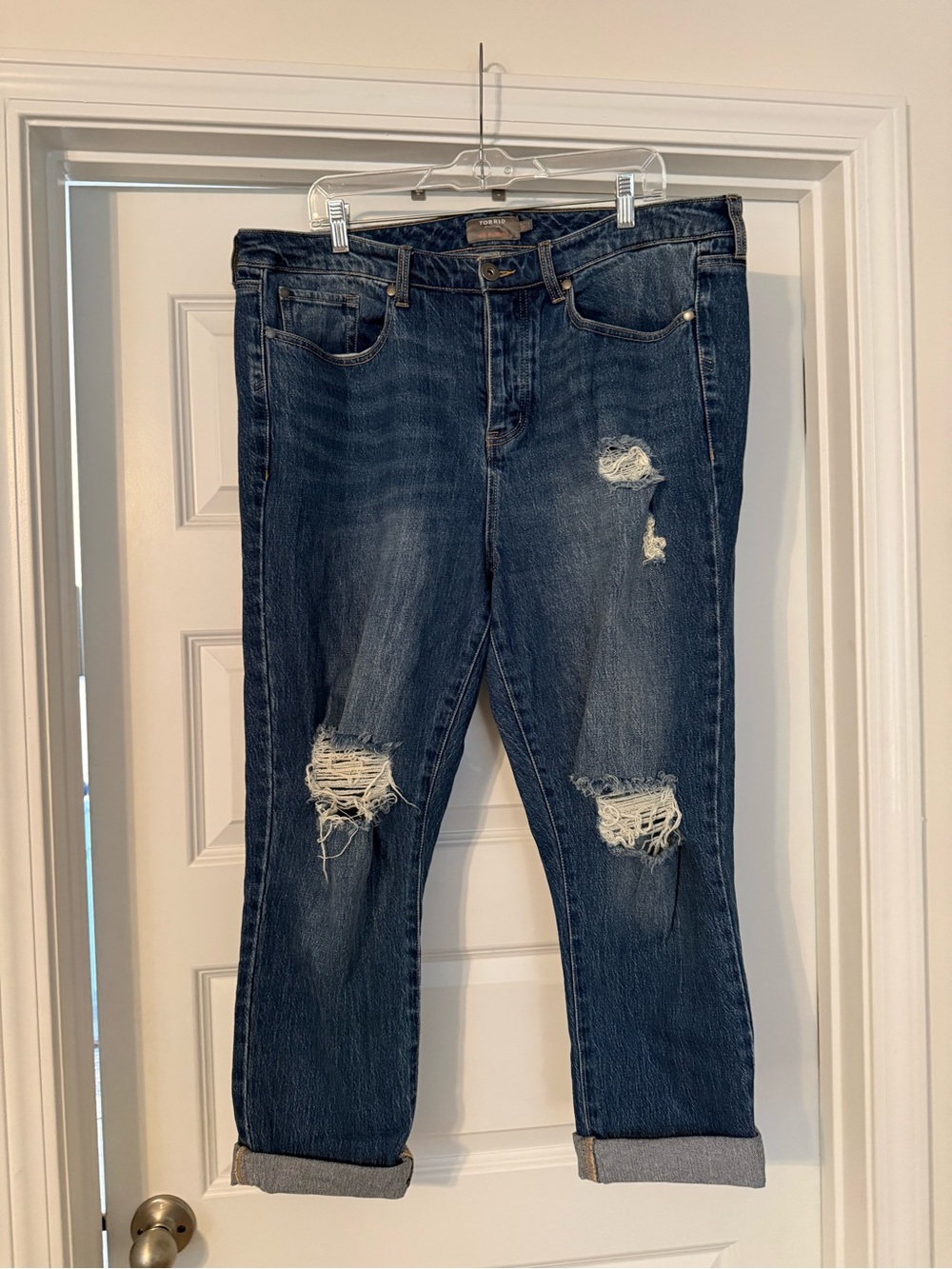 Torrid Distressed Dark Blue Boyfriend Jeans